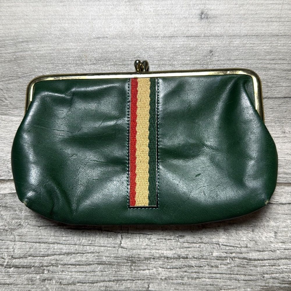Soft Cow Leather Emerald Green Metal Frame Clasp Money Pouch Coin Purse Wallet